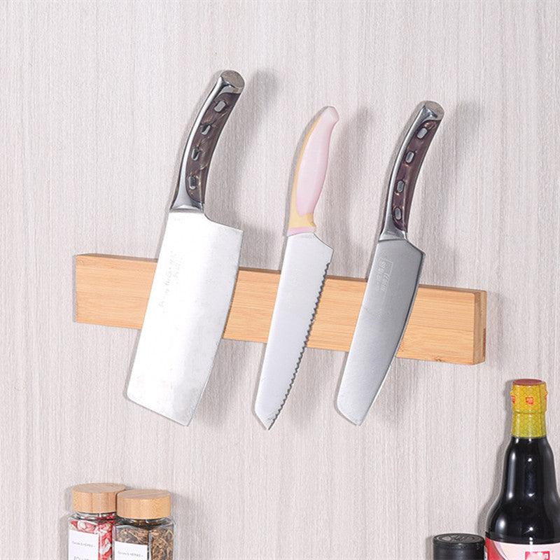 Durable stainless steel wall-mounted knife holder with a strong magnetic grip