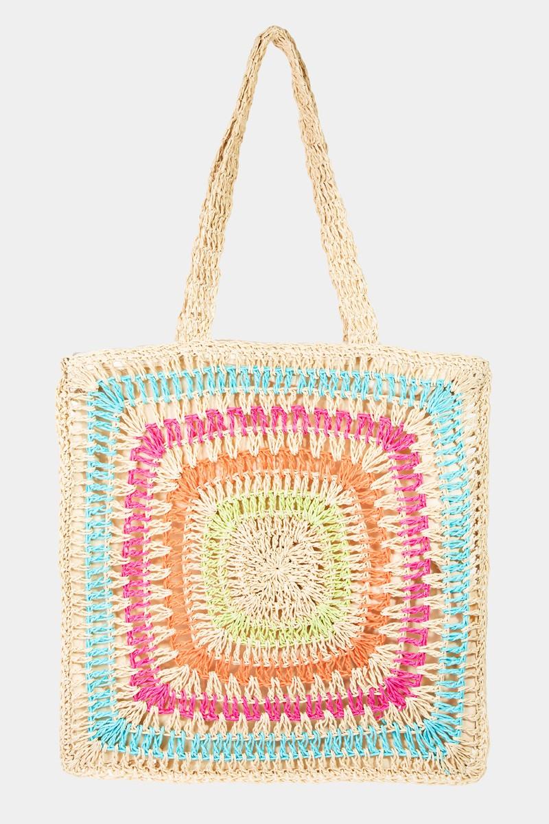 Rainbow Crochet Tote Bag