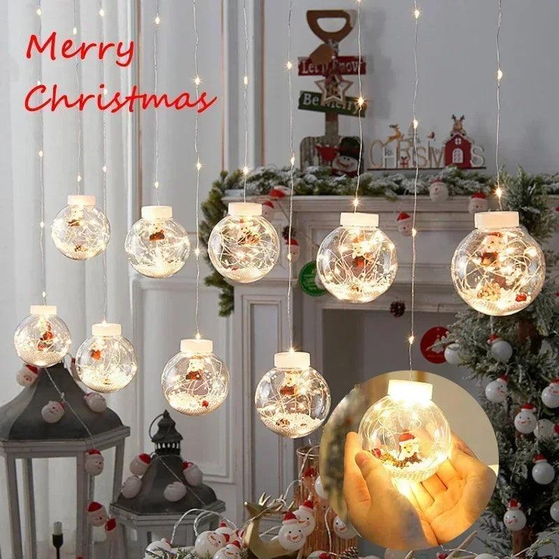 10PCS LED Christmas Curtain Snowman Wishing Ball Lights Holiday Decor - Awesome Marketplace