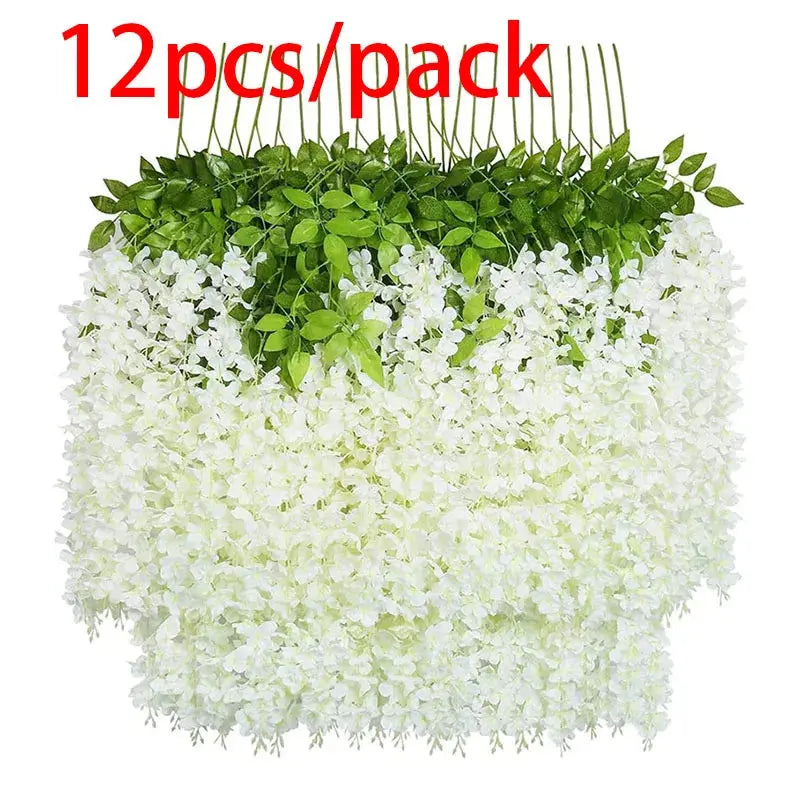 12pcs Artificial Wisteria Flowers String Hanging Garland Outdoor Wedding Garden Arch Decoration Home Party Decor Fake Flower Awesome Marketplace