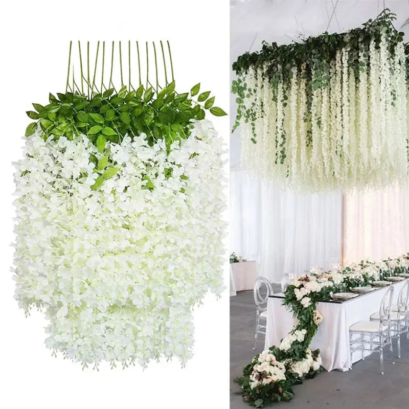 12pcs Artificial Wisteria Flowers String Hanging Garland Outdoor Wedding Garden Arch Decoration Home Party Decor Fake Flower Awesome Marketplace