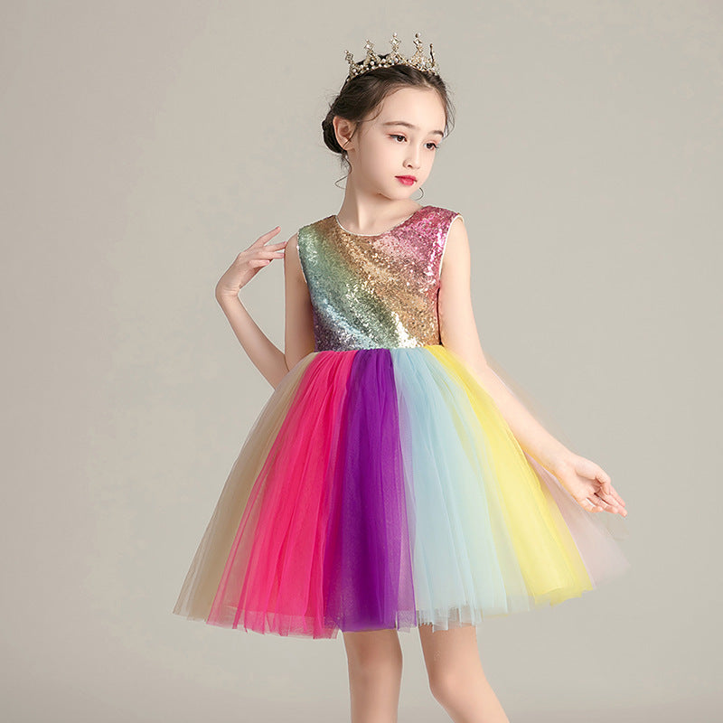 Children's Cute Girl Rainbow Skirt Dress