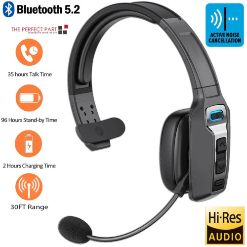 Bluetooth 5.2 Wireless Headset With Noise Cancelling Mic For Phones PC