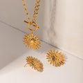 18K Gold Stainless Steel Hammered SUNFLOWER Earrings - Awesome Marketplace