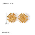 18K Gold Stainless Steel Hammered SUNFLOWER Earrings - Awesome Marketplace