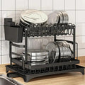 2 Tier Dish Drying Rack - Kitchen Counter Dish Organizer with Drainboard & Utensil Holders - Awesome Marketplace