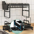 2 Tier Dish Drying Rack - Kitchen Counter Dish Organizer with Drainboard & Utensil Holders - Awesome Marketplace