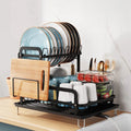 2-Tier Dish Drying Rack for Kitchen Counter Space Saving Rustproof Dish Rack with Drainboard Detachable Kitchen Drainer Organizer Set Doba