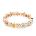 Women's Enamel Happy Face Bracelet Inlaid Diamond & Gold Dice Beads Jewelry - Awesome Marketplace