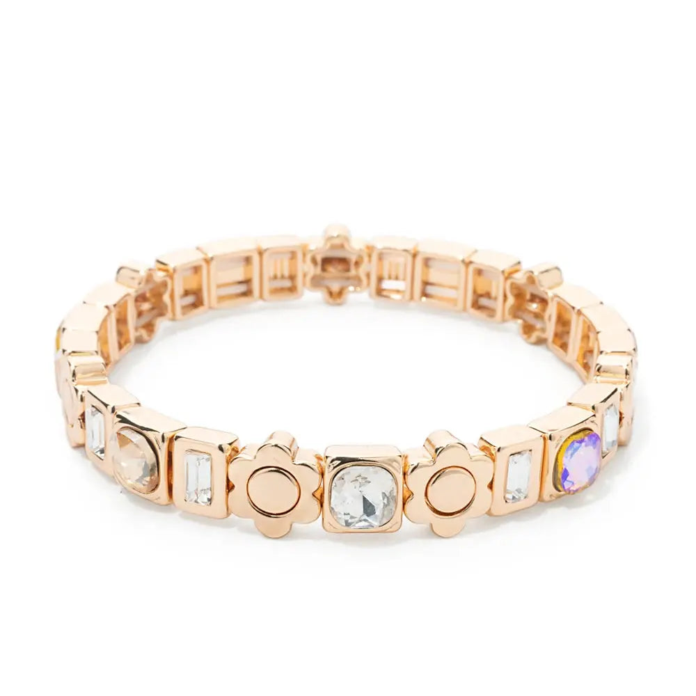 Women's Enamel Happy Face Bracelet Inlaid Diamond & Gold Dice Beads Jewelry - Awesome Marketplace