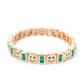 Women's Enamel Happy Face Bracelet Inlaid Diamond & Gold Dice Beads Jewelry - Awesome Marketplace