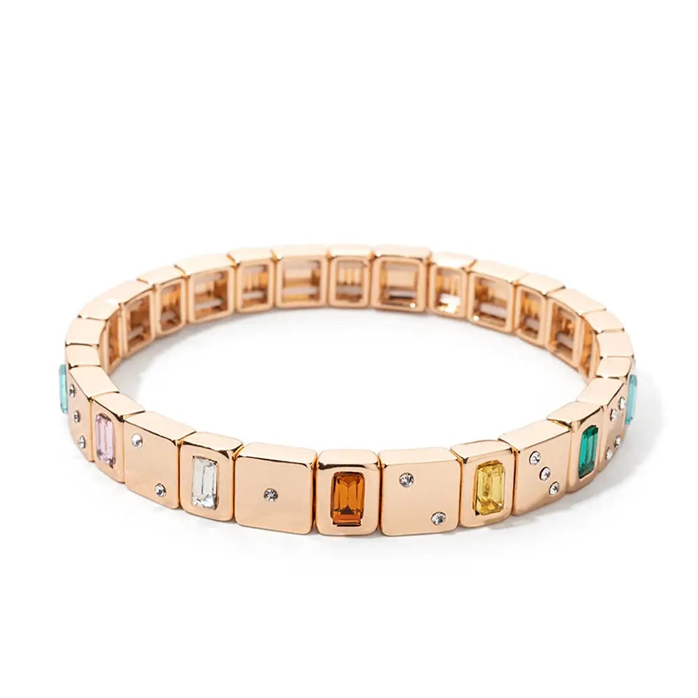 Women's Enamel Happy Face Bracelet Inlaid Diamond & Gold Dice Beads Jewelry - Awesome Marketplace