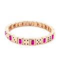 Women's Enamel Happy Face Bracelet Inlaid Diamond & Gold Dice Beads Jewelry - Awesome Marketplace