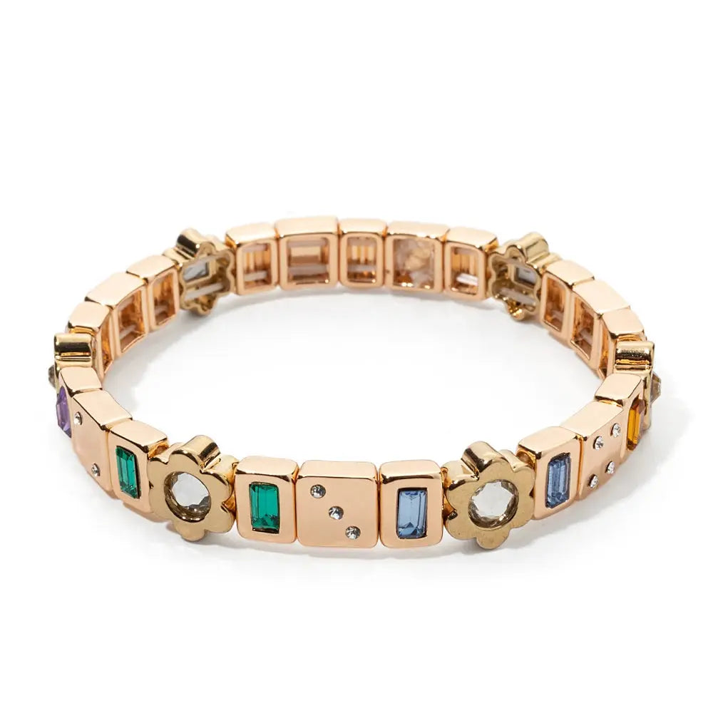 Women's Enamel Happy Face Bracelet Inlaid Diamond & Gold Dice Beads Jewelry - Awesome Marketplace