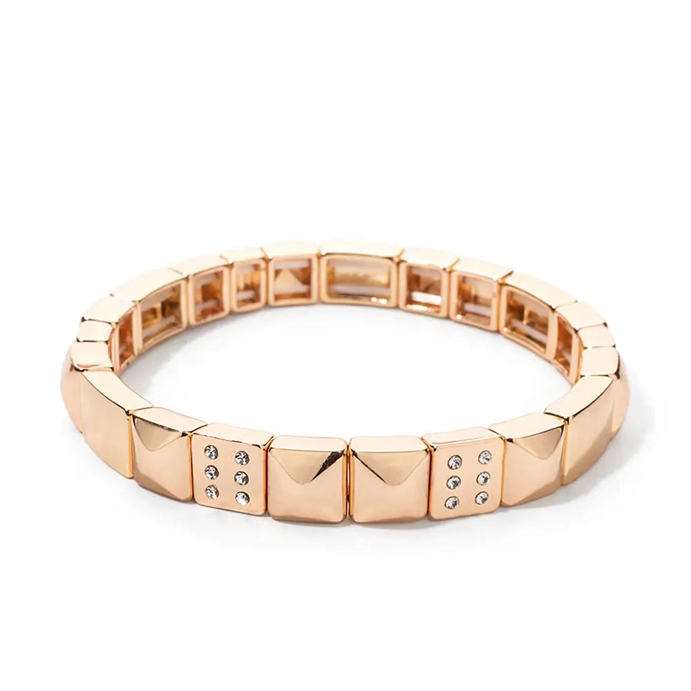 Women's Enamel Happy Face Bracelet Inlaid Diamond & Gold Dice Beads Jewelry - Awesome Marketplace