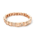 Women's Enamel Happy Face Bracelet Inlaid Diamond & Gold Dice Beads Jewelry - Awesome Marketplace