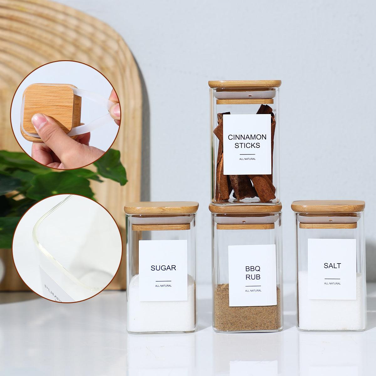 24 PCS Square Seasoning Jars Pepper Bottle Pepper Powder Bottle 240ml Glass Seasoning Jars Salt Jars - Awesome Marketplace