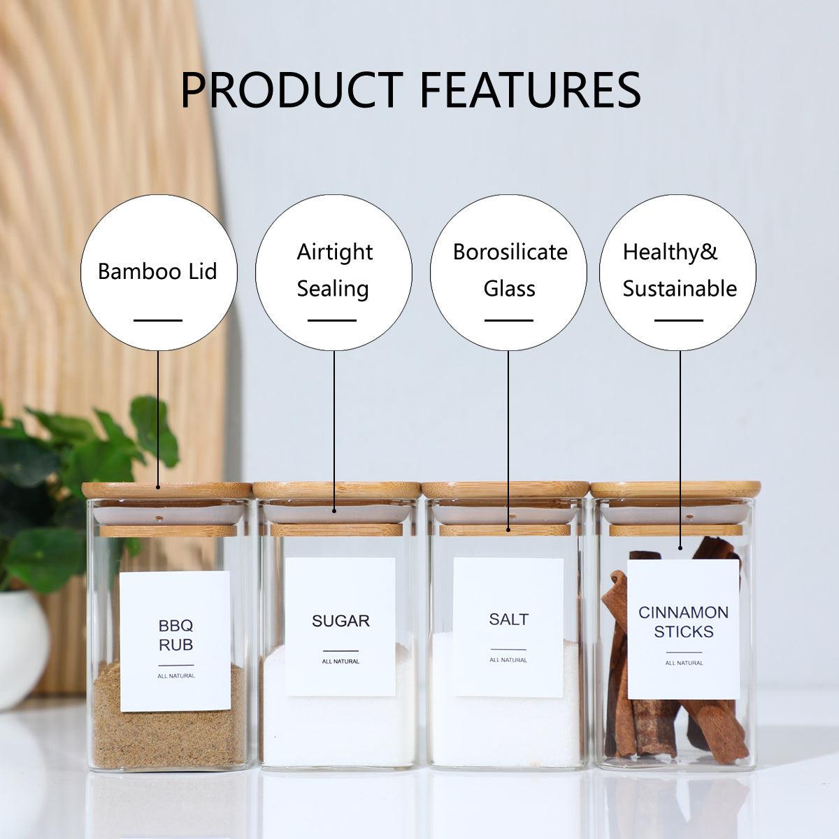 24 PCS Square Seasoning Jars Pepper Bottle Pepper Powder Bottle 240ml Glass Seasoning Jars Salt Jars - Awesome Marketplace