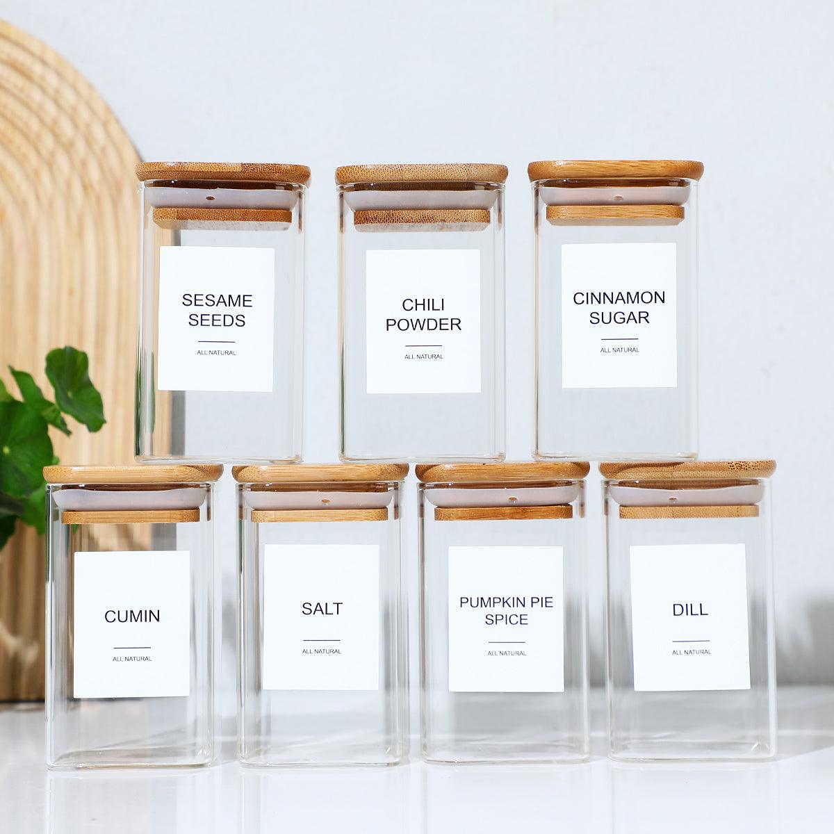 24 PCS Square Seasoning Jars Pepper Bottle Pepper Powder Bottle 240ml Glass Seasoning Jars Salt Jars - Awesome Marketplace