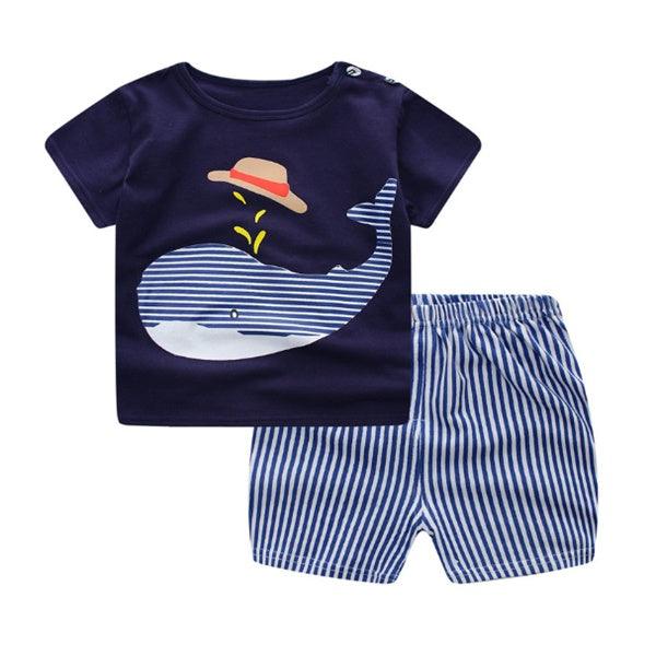 Cartoon Clothing Baby Boy Summer Clothes T-shirt Baby Girl Casual Clothing Sets in usa to usa