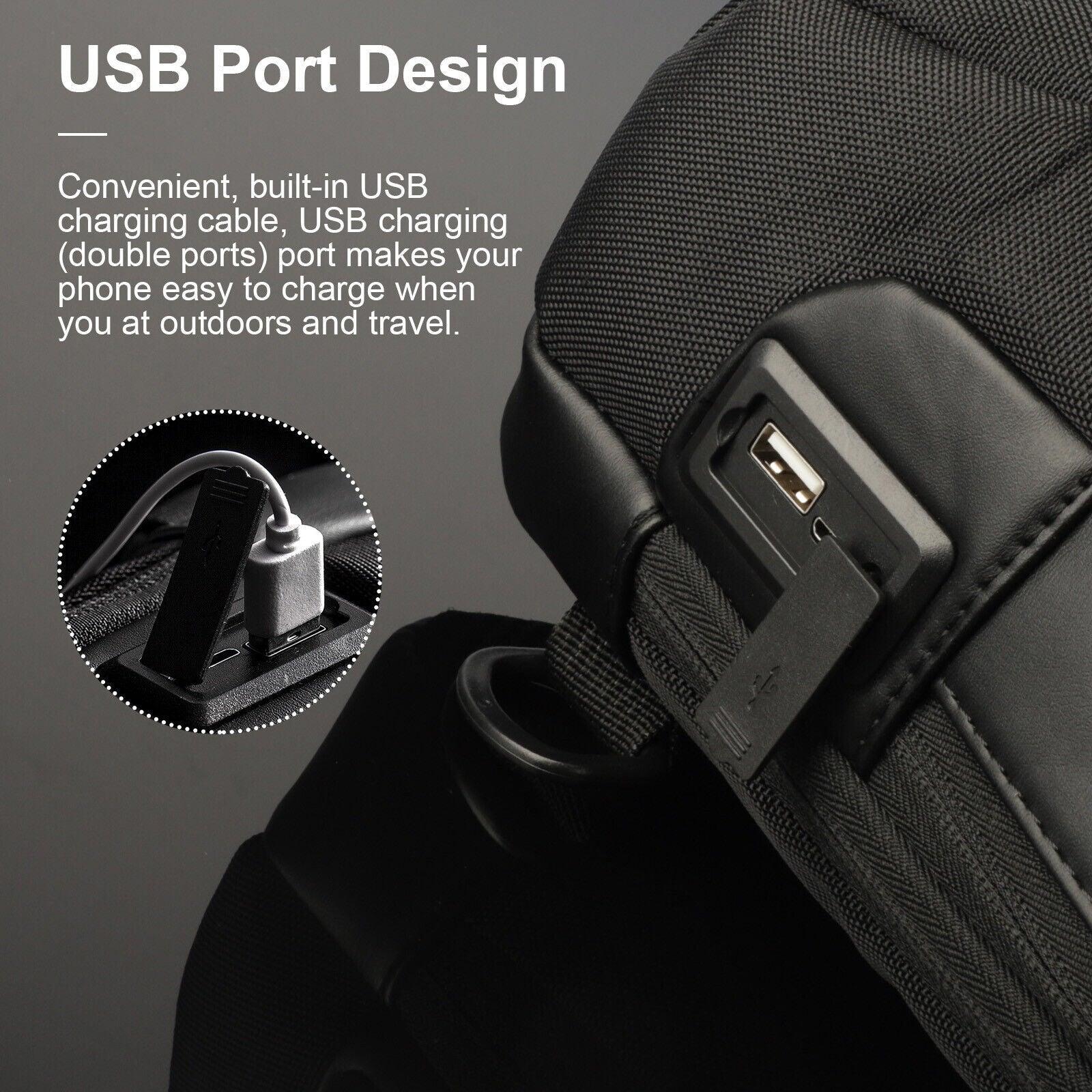 waterproof, anti-theft crossbody bag usb charger