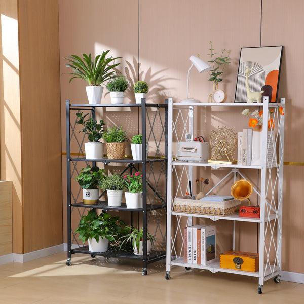 5-tier foldable metal rack with wheels