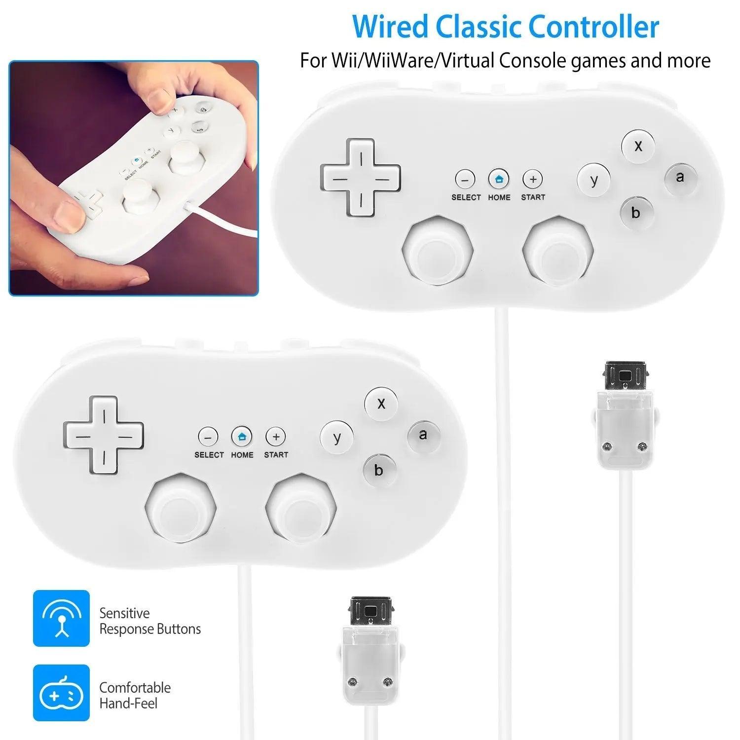 2PCS Classic Game Controller Pad Wired Gamepad Joypad Joystick for Nintendo Wii Remote - Awesome Marketplace