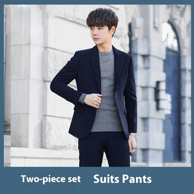 Blue suit font side pose