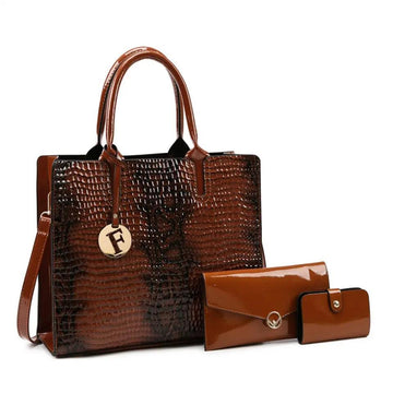 3 Sets Luxury Patent Leather Handbag High Quality Designer Women's Tote, Shoulder & Crossbody Bags - Awesome Marketplace