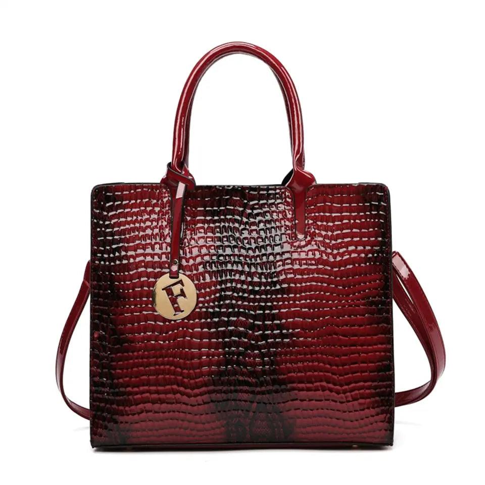 3 Sets Luxury Patent Leather Handbag High Quality Designer Women's Tote, Shoulder & Crossbody Bags - Awesome Marketplace