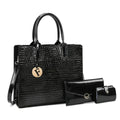 3 Sets Luxury Patent Leather Handbag High Quality Designer Women's Tote, Shoulder & Crossbody Bags - Awesome Marketplace