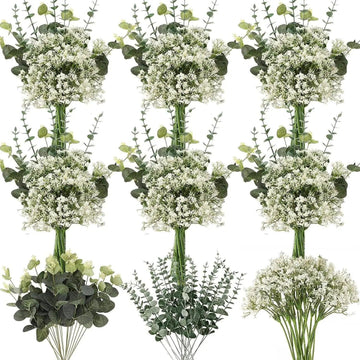 30PCS Mixed Artificial Flowers - Eucalyptus Baby's Breath Christmas Decorations for Home & Garden - Awesome Marketplace