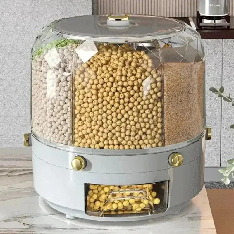 360° Rotating Rice Dispenser - Sealed Cereal & Grain Storage | Moisture-Proof Container - Awesome Marketplace