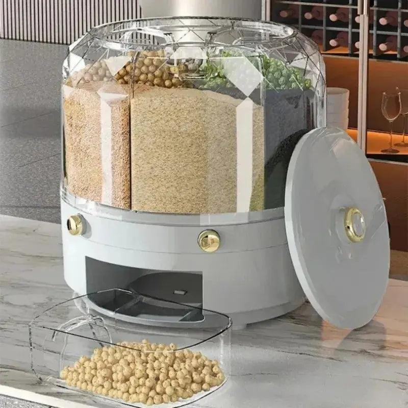 360° Rotating Rice Dispenser - Sealed Cereal & Grain Storage | Moisture-Proof Container - Awesome Marketplace