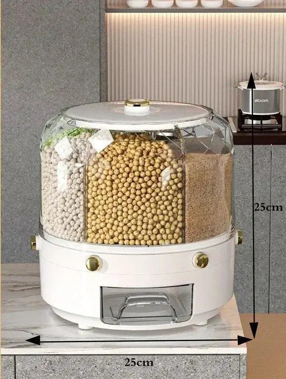 360° Rotating Rice Dispenser - Sealed Cereal & Grain Storage | Moisture-Proof Container - Awesome Marketplace