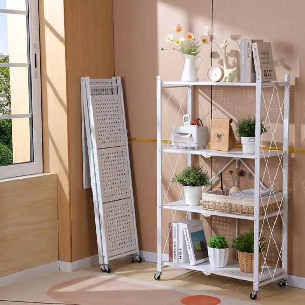 5-tier foldable metal rack with wheels