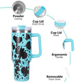 40oz 5D cowprint Insulated Tumbler With Handle And Straw Lid Portable Large Capacity water bottle, Heat preservation,304 Stainless Steel Cup For Outdoor Sports, Travel & Camping Birthday Gift Doba