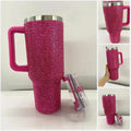 40oz Shiny Rhinestone Tumbler - Stainless Steel Glitter Cup with Straw for Women, Travel & Car - Awesome Marketplace