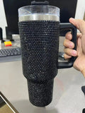 40oz Shiny Rhinestone Tumbler - Stainless Steel Glitter Cup with Straw for Women, Travel & Car - Awesome Marketplace