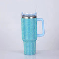 40oz Shiny Rhinestone Tumbler - Stainless Steel Glitter Cup with Straw for Women, Travel & Car - Awesome Marketplace