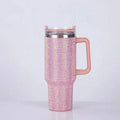 40oz Shiny Rhinestone Tumbler - Stainless Steel Glitter Cup with Straw for Women, Travel & Car - Awesome Marketplace