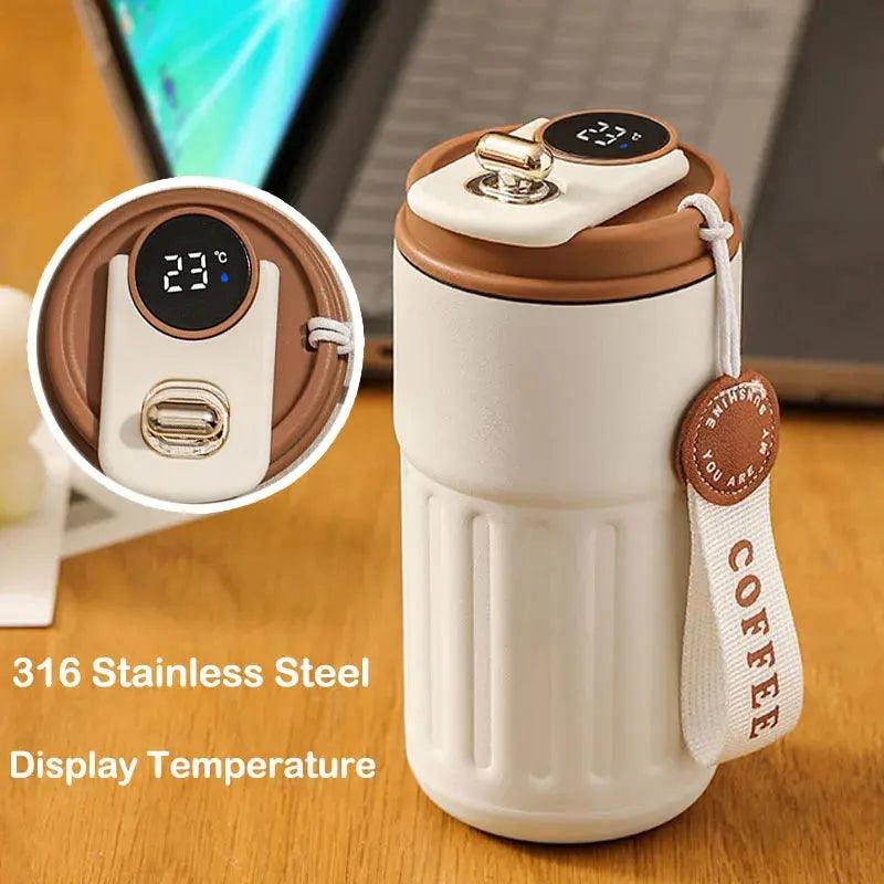 450ml Smart Display Thermos Bottle - 316 Stainless Steel Vacuum Cup for Coffee & Tea - Awesome Marketplace