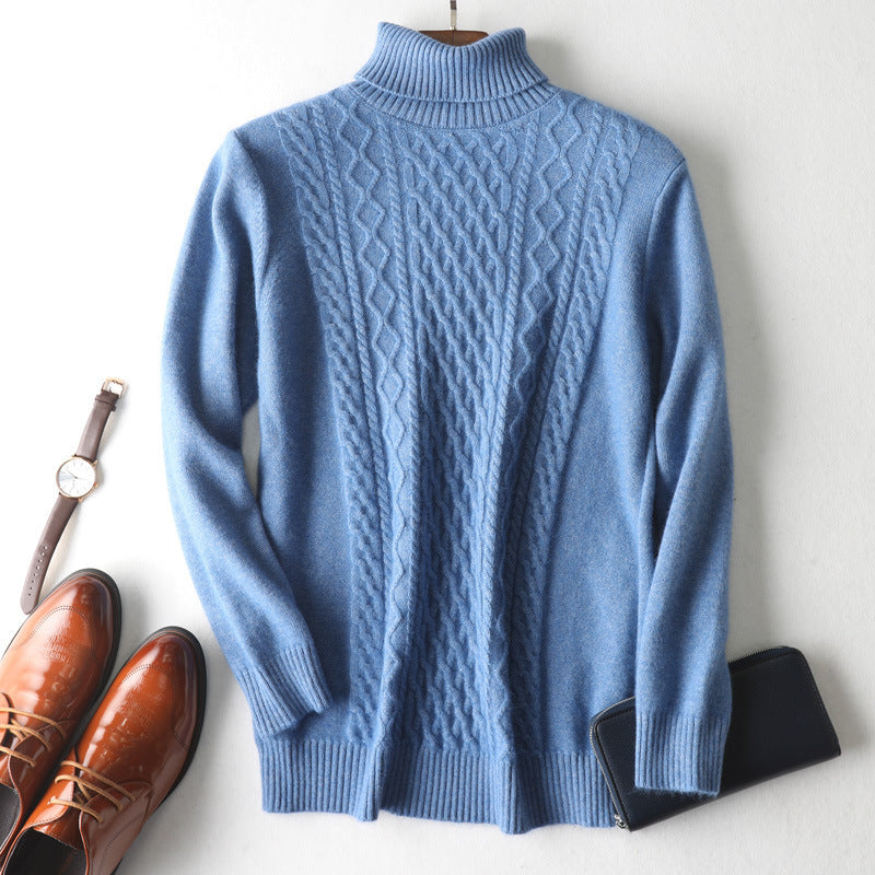 Winter High Collar Pure Cashmere Sweater Men's Casual