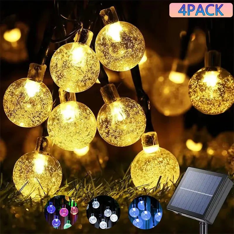 1/2/4PCS Solar String Lights Outdoor 60 Led Crystal Globe Lights with 8 Modes Waterproof Solar Powered Patio Light for Garden Awesome Marketplace