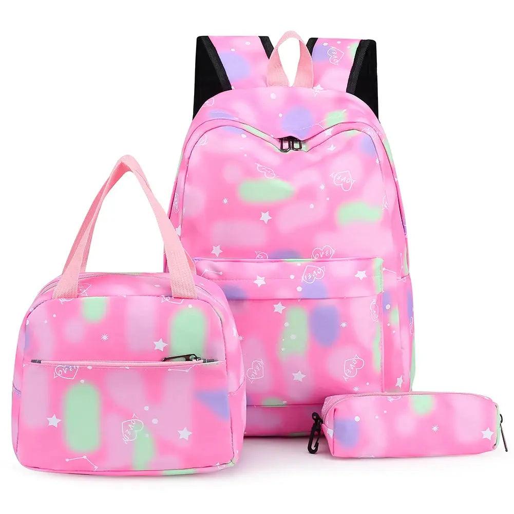 Student School Bag Set - 5 Pcs Kawaii Girls Backpack Teenager Schoolbag Book Bags Pencil Case & Travel Tote for Women - Awesome Marketplace