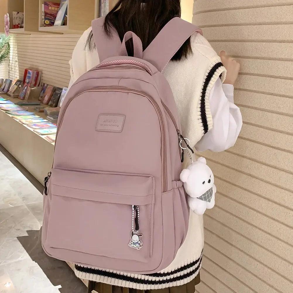 Student School Bag Set - 5 Pcs Kawaii Girls Backpack Teenager Schoolbag Book Bags Pencil Case & Travel Tote for Women - Awesome Marketplace