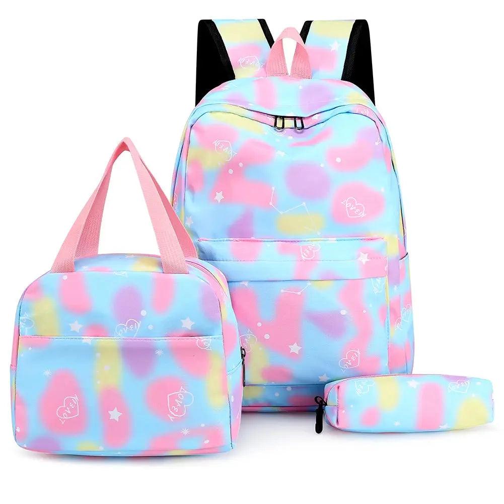 Student School Bag Set - 5 Pcs Kawaii Girls Backpack Teenager Schoolbag Book Bags Pencil Case & Travel Tote for Women - Awesome Marketplace