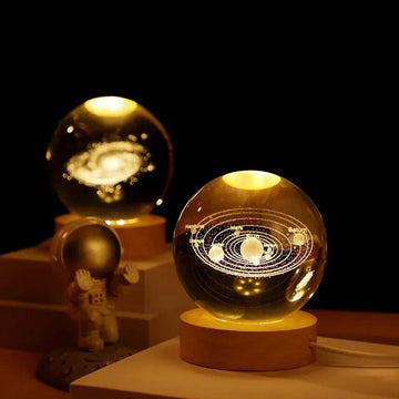 Crystal Globe Night Light 3D Solar System Laser Engraved Decoration - Awesome Marketplace