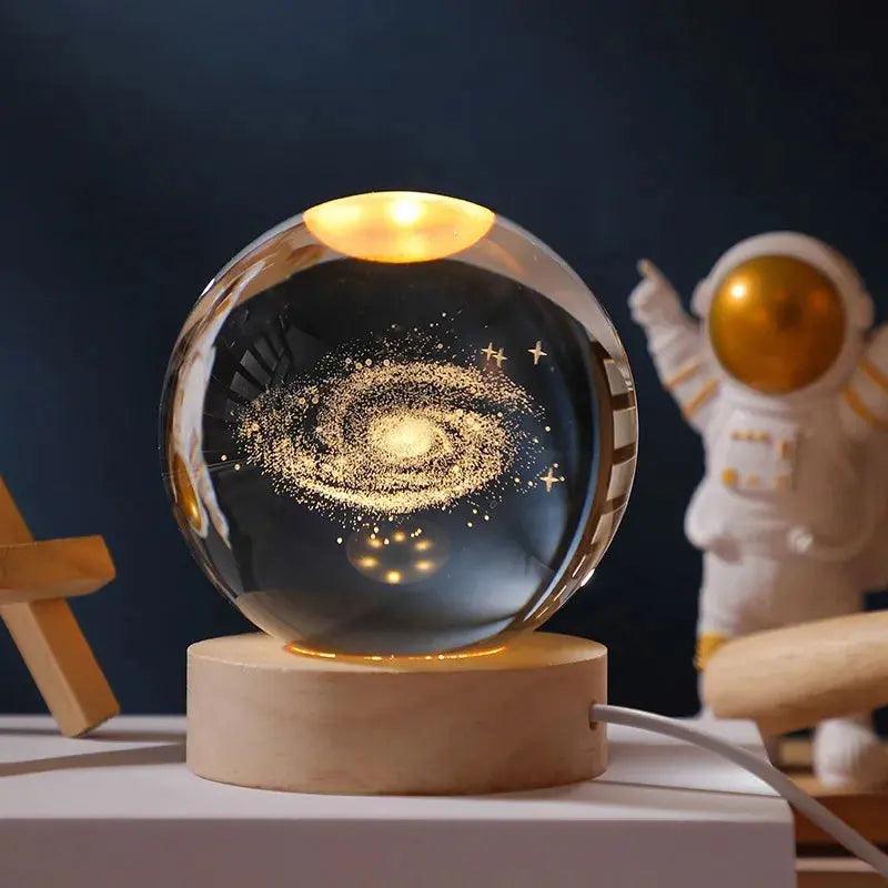 Crystal Globe Night Light 3D Solar System Laser Engraved Decoration - Awesome Marketplace