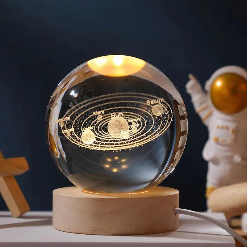 Crystal Globe Night Light 3D Solar System Laser Engraved Decoration - Awesome Marketplace